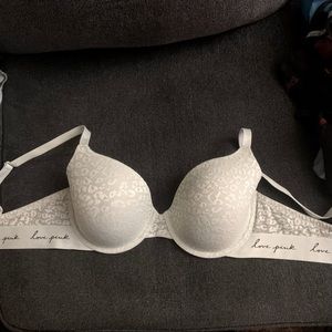 PINK pale green lacey bra